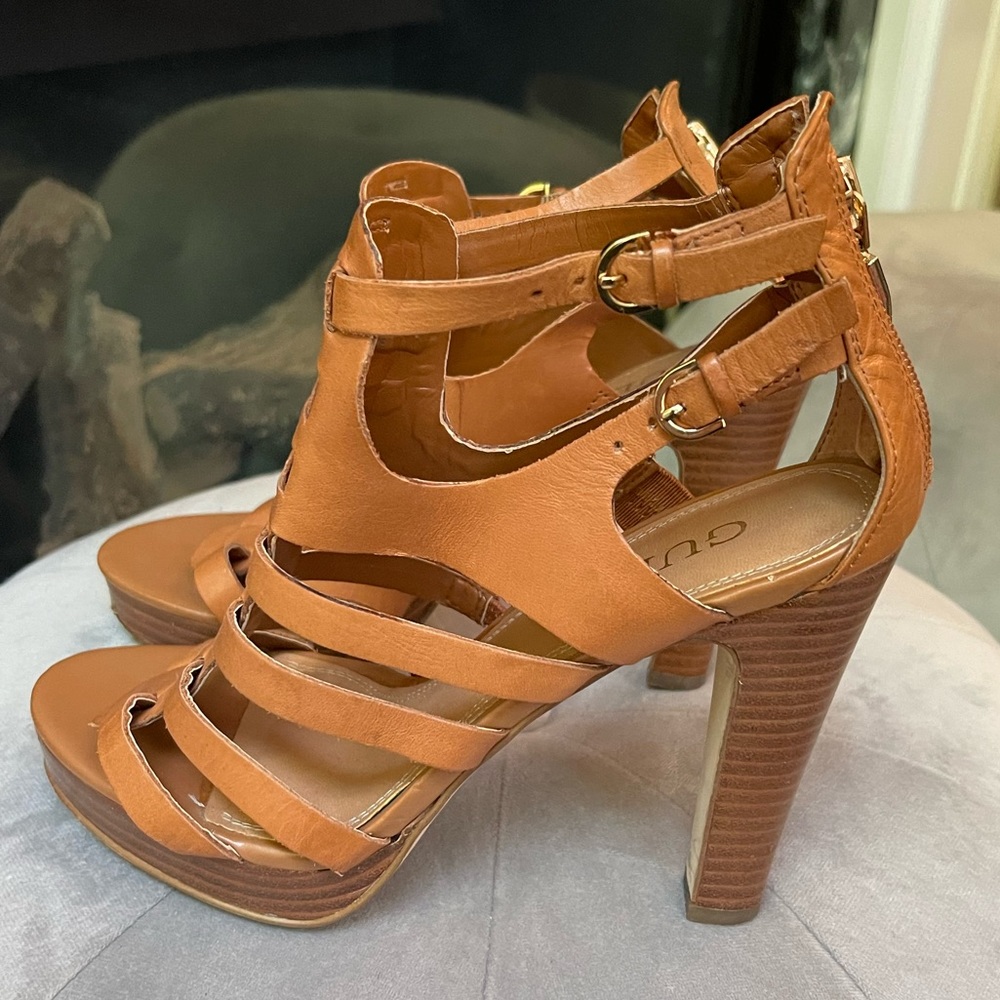 Guess- Leather Strap Heel With Platform Size 6.5m - image 1